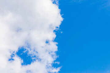 Obraz premium Beautiful blue sky,white cloud background. Shape independent, Elements of nature.Wonderful sky. Beautiful fluffy clouds
