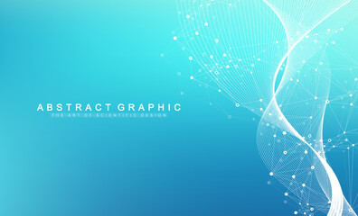 Digits abstract background with connected line and dots, wave flow. Digital neural networks. Network and connection background for your presentation. Graphic polygonal background. Vector illustration.