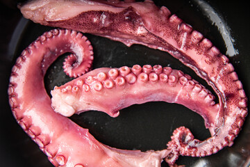 Obraz premium octopus salad seafood fresh meal snack on the table copy space food background vegetarian food 
