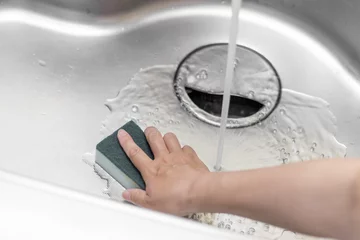 Poster 台所の流し台を掃除する女性の手のイメージ © poko42