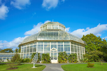 Fototapeta na wymiar Great Palm House - Greenhouse in The National Botanic Garden in Glasnevin, Dublin, Ireland