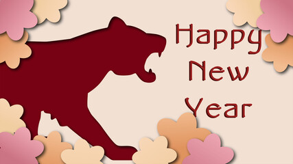 Design of a banner template or a postcard with a silhouette of a tiger. A postcard with the symbol of the year.