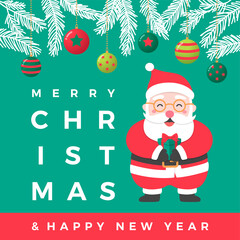 Fototapeta na wymiar Cute santa claus illustration for christmas and new year card design.