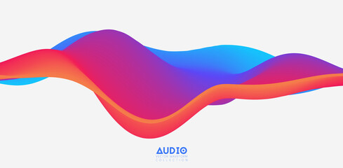 Sound wave visualiztion. 3D colorful solid waveform. Voice sample pattern.