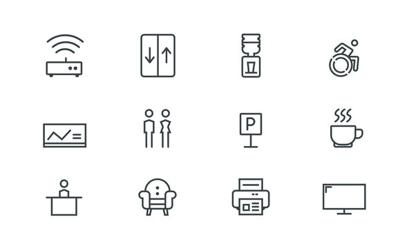 office space icon set