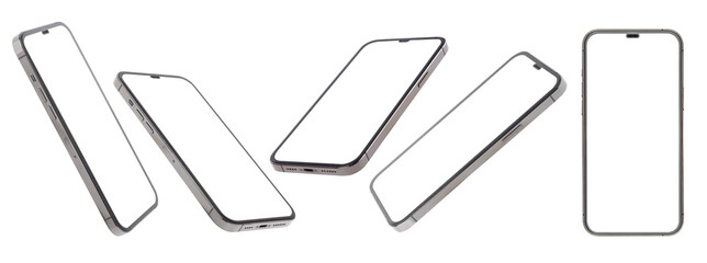 flat rays , mockup blank screen of new smartphone isolated with on white background