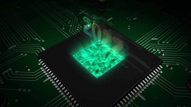2022 year number futuristic hologram 3D rendering animation. Abstract concept digital intro background.