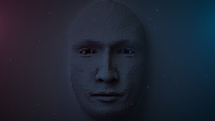 AI face recognition visualization 3D rendering