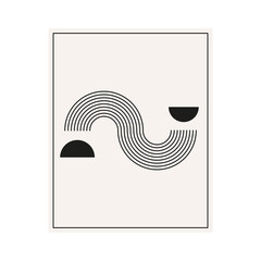 Mid century minimal line shapes set. Geometric linear figures. Modern minimalism 20s posters symbols. Vector isolated on white