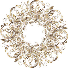 3D-image bronze gold central floral ornament for ceiling decoration