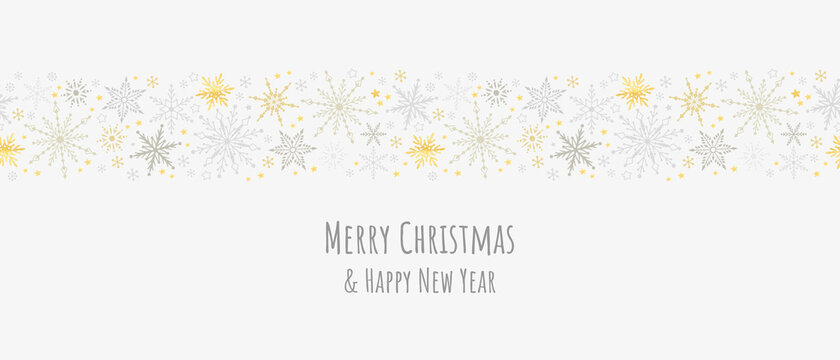 Seamless snowflakes border benner pattern for Christmas card or package layout.