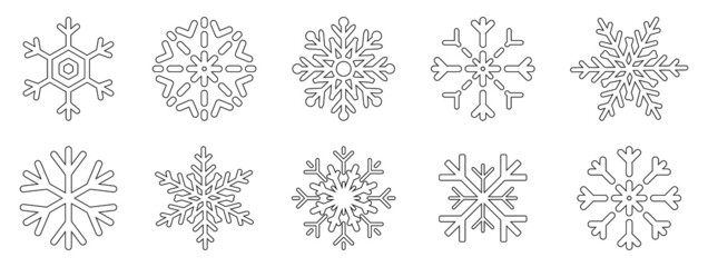 Black Snowflakes winter icons. Vector illustration