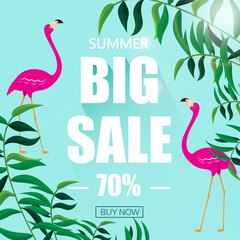 Summer sale poster background. For marketing, advert, placard, flyer and backdrop. Summer sale for ads, banner template, label, store and fashion sale. Summer vector illustration