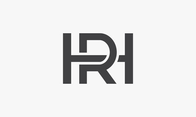 RH or HR letter logo isolated on white background.