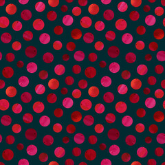 Beautiful red berries with green leaves. Seamless pattern. Natural background. Watercolor illustration.