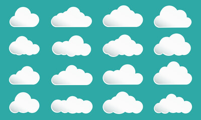 Set paper white clouds – vector for stock
