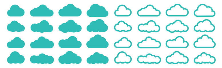 Cloud outline collection. Vector icon clouds set template for web design and app