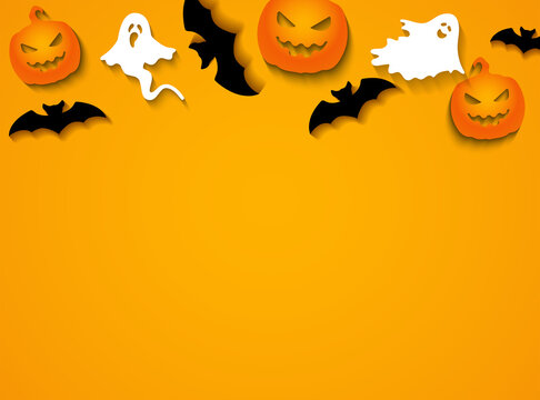 Halloween Day Background with Silhouette of Pumpkin Copy Space mid Area. Suitable to place on content with that theme.