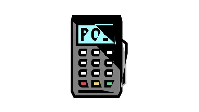mobile pos terminal animated color icon. mobile pos terminal sign. isolated on white background