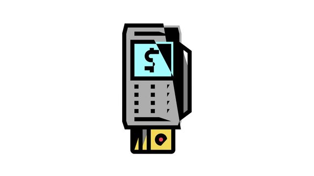 bank card contact pay pos terminal animated color icon. bank card contact pay pos terminal sign. isolated on white background