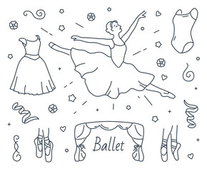 Ballet doodle element set. © Mariya Rigel