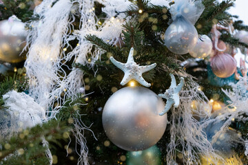 Christmas tree with Decoration and blurred light