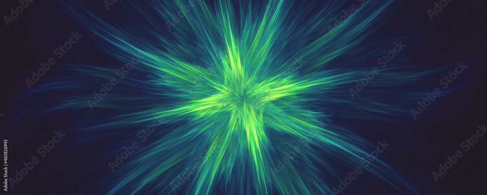 Wall mural green abstract fractal explosion background