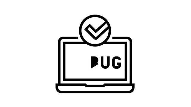 laptop debug fixed animated line icon. laptop debug fixed sign. isolated on white background