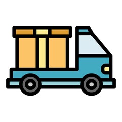Truck box relocation icon. Outline truck box relocation vector icon color flat isolated
