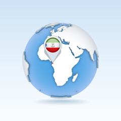 Fototapeta premium Equatorial Guinea - country map and flag located on globe, world map.
