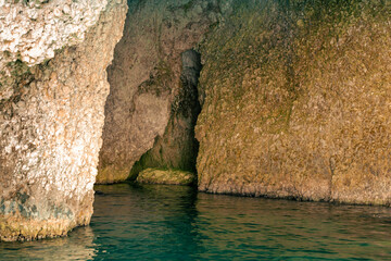 Internal entrance to a sea cave on a rocky island