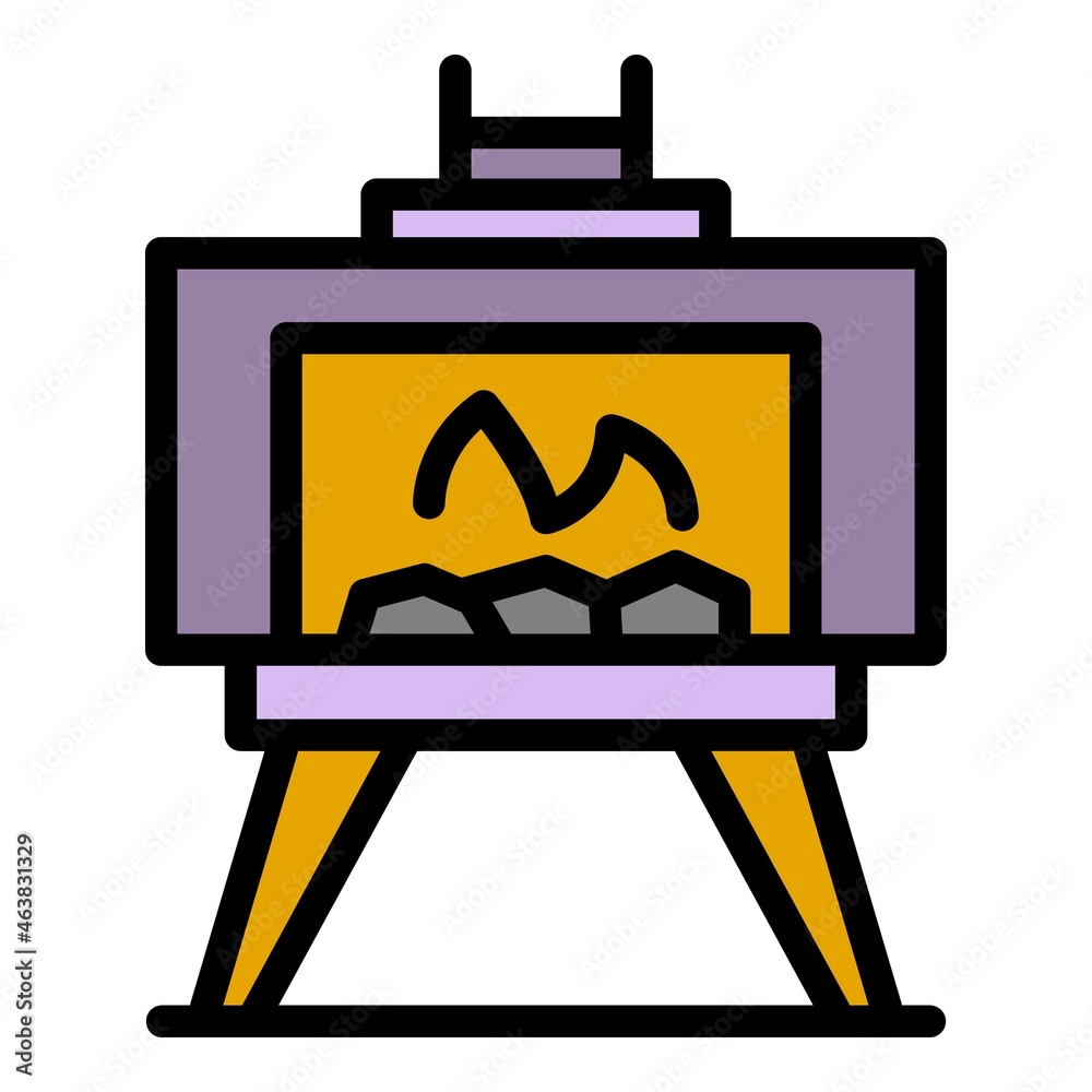 Sticker Outdoor fireplace icon. Outline outdoor fireplace vector icon color flat isolated - Stickers