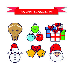 Set of Christmas items. Isolated on white background