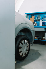 Vintage car at workshop