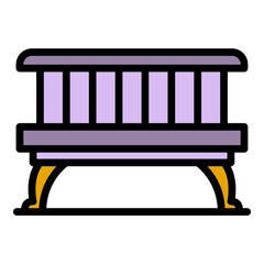 Street bench icon. Outline street bench vector icon color flat isolated