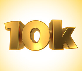 Thank you 10k, 10000 Followers, 3D illustration 10k a white and yellow background. Ten thousand likes social media. 