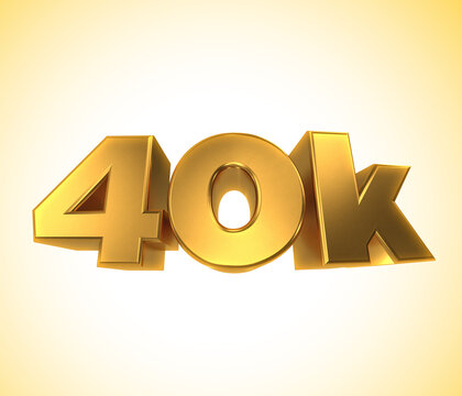 40k, 40000 Followers, 3D illustration 40k a white and yellow background. Forty thousand likes social media.