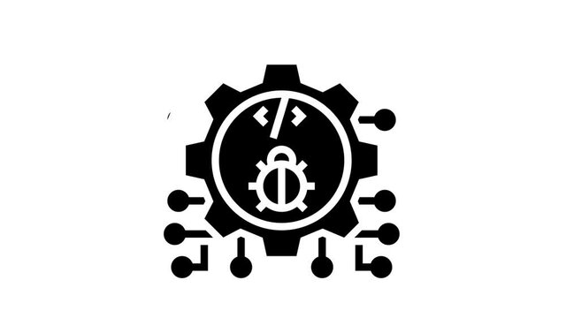 development debug animated glyph icon. development debug sign. isolated on white background