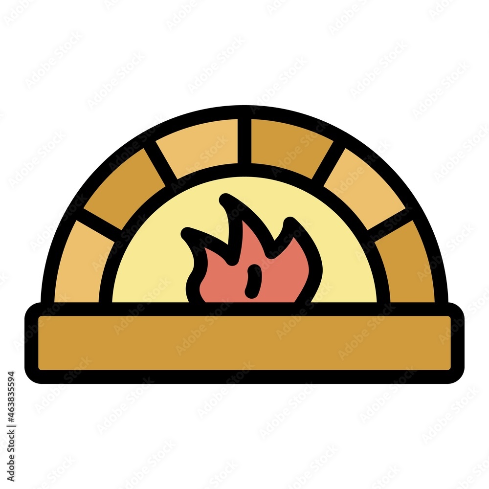 Sticker Fire in stove icon. Outline fire in stove vector icon color flat isolated - Stickers