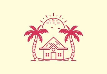 Line art illustration of simple house