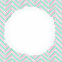 正方形　ヘリンボーンコピースペース背景　ピンクとグリーン