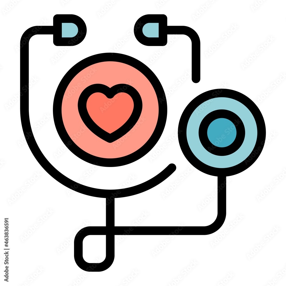 Wall mural Stethoscope icon. Outline stethoscope vector icon color flat isolated - Wall murals