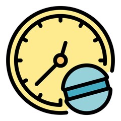 Insulin time use icon. Outline insulin time use vector icon color flat isolated