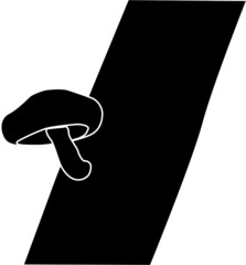 木に生えたキノコのシルエット