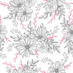 Floral pattern with graphic flowers.