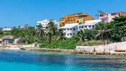 Architecture in the skyline of Isla Mujeres Mexico