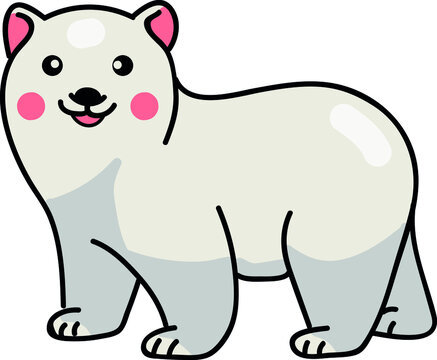 Polar bear cartoon, vector isolated illustration on white background, Concept for logo, cards, print 
