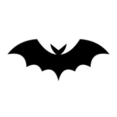 Black silhouette of a bat isolated on white background. Bat icon. Simple style. Vector illustration for Halloween.