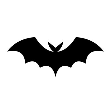 Black silhouette of a bat isolated on white background. Bat icon. Simple style. Vector illustration for Halloween.