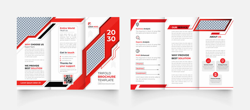 Modern Red And Black Trifold Business Brochure